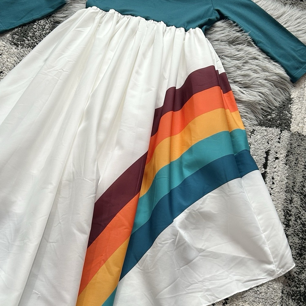 Oopsie Daisy Girl's Teal Hi Lo Rainbow Dress Size 12 NWT - Picture 5 of 5